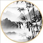 圆形山水圆形竹子竹报平安