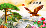 油画长城背景