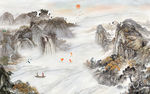 国画意境山水画 TIF分层