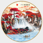 鸿运当头山水圆形装饰画