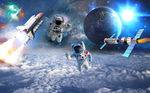 3D宇航员宇宙飞船太空背景墙