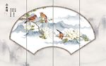 山水情白玉兰新中式背景墙