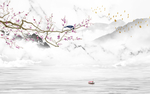 梅花山水背景墙