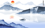 水墨山水画背景墙