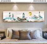 新中式抽象山风景床头画