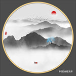 圆形水墨画