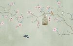鸟笼花鸟山水背景墙