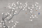 工笔玉兰花壁画图片