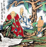佛像讲佛经和尚国画装饰画