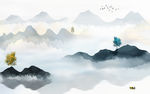 中式背景山水画 TIF分层