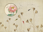 中式荷花鱼玄关屏风装饰画沙发电