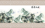 古典水墨山水玄关屏风电视背景墙