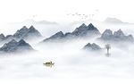 中式水墨山水画