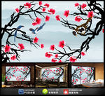 唯美花鸟新中式背景墙装饰画