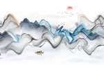 抽象水墨山水画