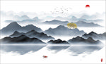 禅意水墨山水画