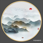 圆形水墨画