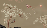 中式背景墙松