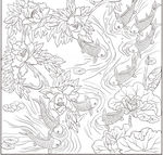 白描荷花鲤鱼