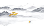 中式水墨山水画