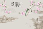 新中式春色满园背景墙