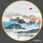 圆形水墨画