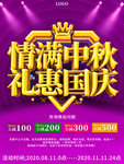 情满中秋礼惠国庆节促销海报