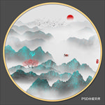 圆形山水装饰画