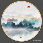 圆形水墨画