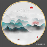 圆形山水装饰画 圆形山水