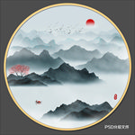 圆形山水画