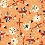 手绘波点虚线花朵