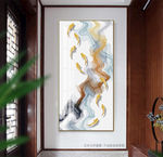 禅意抽象水墨九鱼图玄关装饰画