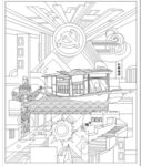 党建红船精神浮雕壁画矢量线稿
