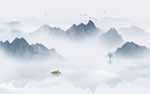 中式水墨山水画