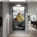 富贵金山山水风景玄关画