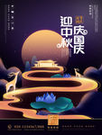 国庆中秋海报PSD分层