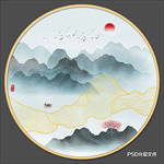 圆形山水画