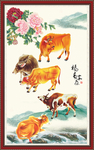 福寿安康 五牛图