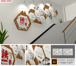 校园读书名人名言标语楼梯文化墙