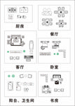 房地产户型图简约线条模型素材