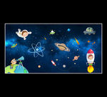 宇宙太空星空儿童背景墙