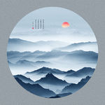 圆形山水画