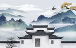 徽派 山水中式背景 tif分层