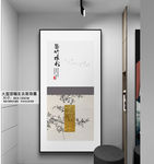 新中式玄关画 花鸟玄关画 金色