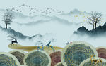 大气山水背景墙画 tif分层