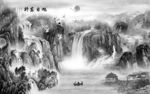 大气山水灰色框画 TIF分层