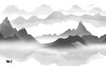 中式灰色山水背景 TIF分层