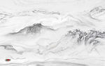 新中式背景墙山水 tif分层