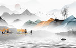 最新轻奢山水背景 TIF分层